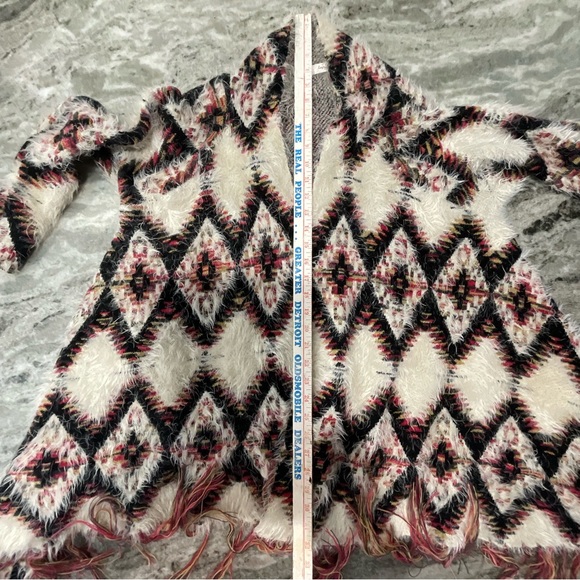Simply Couture boho southwest soft flowy fringe open cardigan size small (N1) - Picture 6 of 8